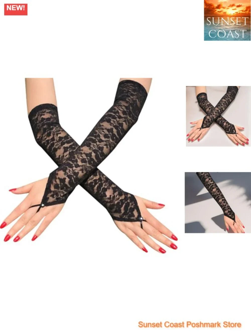 Sheer Lace Fingerless Gloves Women Goth Bridal Y2K Opera Length Arm Warmers
